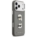 Karl Lagerfeld nakładka FW Grained Karl & Choupette Heads Pins & Logo do iPhone 17 Pro Max szara