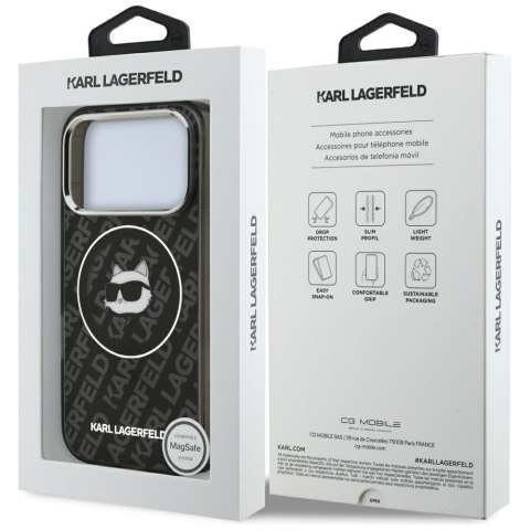 Karl Lagerfeld nakładka IML Choupette Head Logo MagSafe do iPhone 17 Pro Max czarna