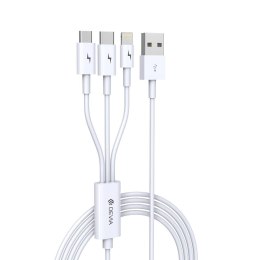 Devia kabel 3w1 Smart EC141 USB - Lightning + USB-C + MicroUSB 1,2 m 2A biały