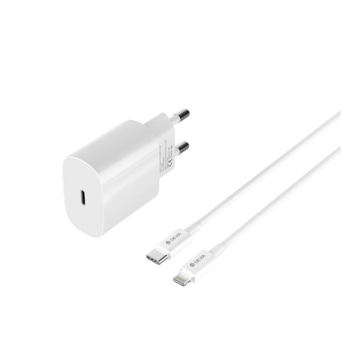 Devia ładowarka sieciowa Rocket PD 20W 1x USB-C biała + kabel USB-C - Lightning