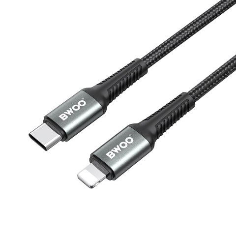 BWOO kabel Pleciony USB-C - Lightning 3m 30W czarny