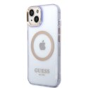 Guess nakładka do iPhone 14 6,1" GUHMP14SHTCMU purpurowa hardcase Gold Outline Translucent MagSafe