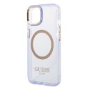 Guess nakładka do iPhone 14 6,1" GUHMP14SHTCMU purpurowa hardcase Gold Outline Translucent MagSafe