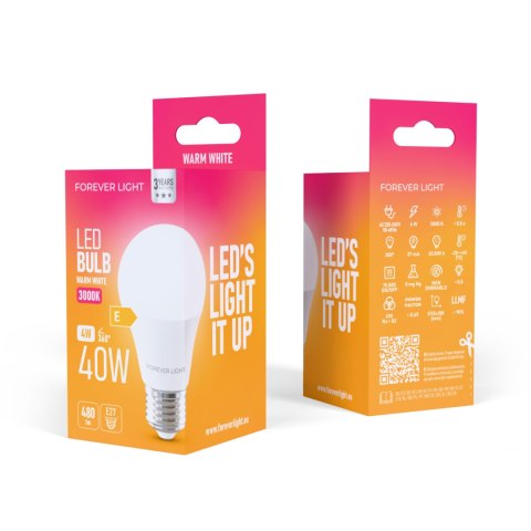 Forever Light Żarówka LED E27 A55 4W 480lm 3000K klasa E
