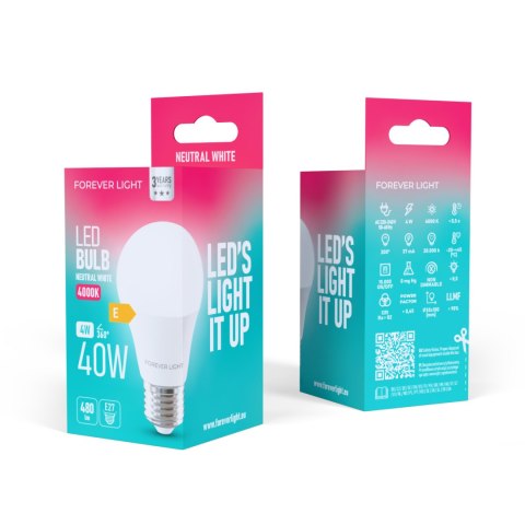 Forever Light Żarówka LED E27 A55 4W 480lm 4000K klasa E
