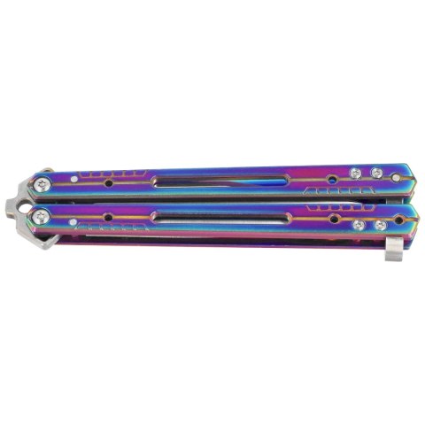 Nóż motylkowy Third Decor Habitat Balisong Rainbow Titanium Stainless Steel, Satin 420 (K2920W)