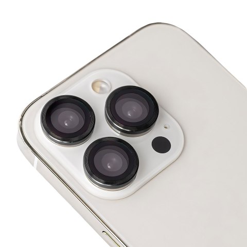 Zestaw szkieł na aparat do iPhone 16 6,1" czarna ramka (2szt)