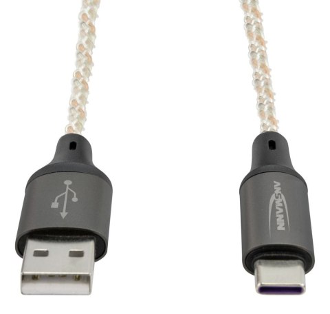Kabel Ansmann USB-A/C z oświetleniem LED 100cm