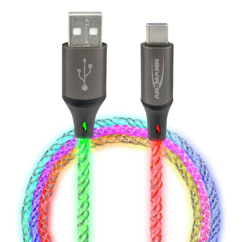 Kabel Ansmann USB-A/C z oświetleniem LED 100cm
