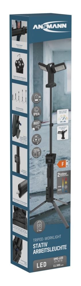 Lampa robocza Ansmann WL11500R, 15000lm, aku/230V