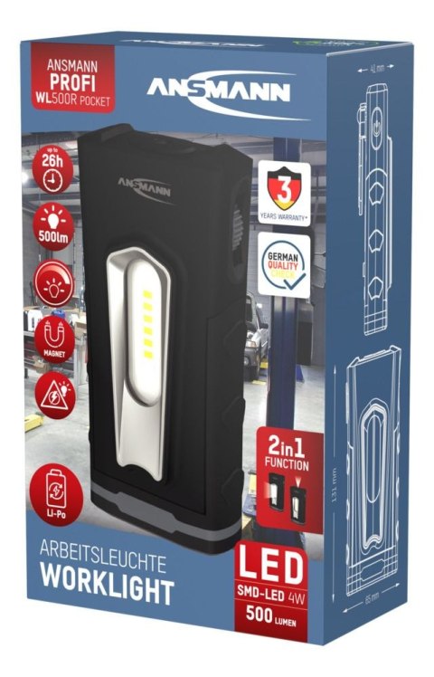 Lampa warsztatowa Ansmann WL500R,500lm, aku
