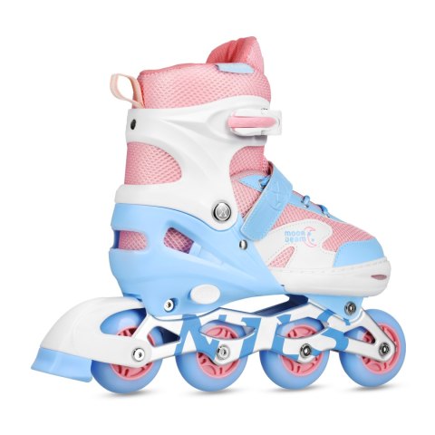 NA0189 ZESTAW LED ŁYŻWOROLKI OCHRANIACZE MOONBEAM BIAŁE ROZM. M(35-38) NILS EXTREME