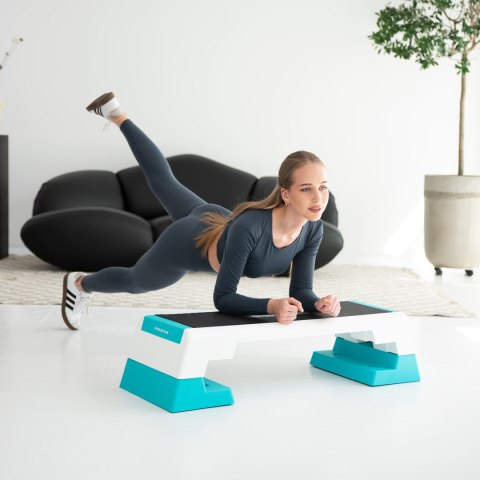Step fitness HMS Premium AS007, biało-miętowy