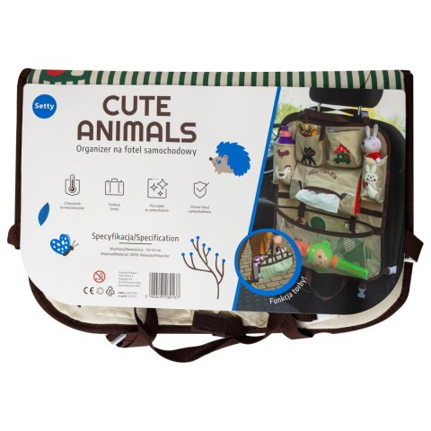 Organizer samochodowy Setty brązowy z kieszeniami termicznymi
