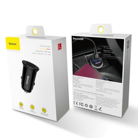 Baseus ładowarka samochodowa PD Dual QC 3.0 2x USB 60W czarna