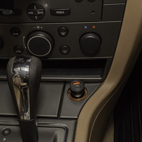 Forever ładowarka samochodowa PD QC CC-06 1x USB-C 1x USB 20W czarna + kabel USB-C - USB-C 60W