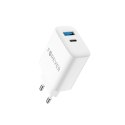 Forever ładowarka sieciowa PD QC TC-07-30AC 1x USB-C 1x USB 30W biała + kabel USB-C - USB-C 60W