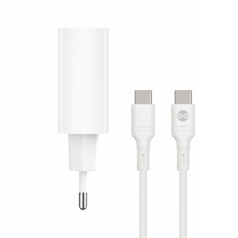 Forever ładowarka sieciowa PD QC TC-07-30AC 1x USB-C 1x USB 30W biała + kabel USB-C - USB-C 60W