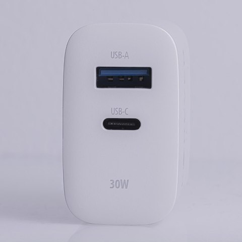 Forever ładowarka sieciowa PD QC TC-07-30AC 1x USB-C 1x USB 30W biała + kabel USB-C - USB-C 60W