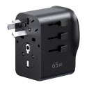 Uniwersalny adapter podróżny / ładowarka sieciowa Ugreen S550, 65W, 2x USB-C, 1x USB-A