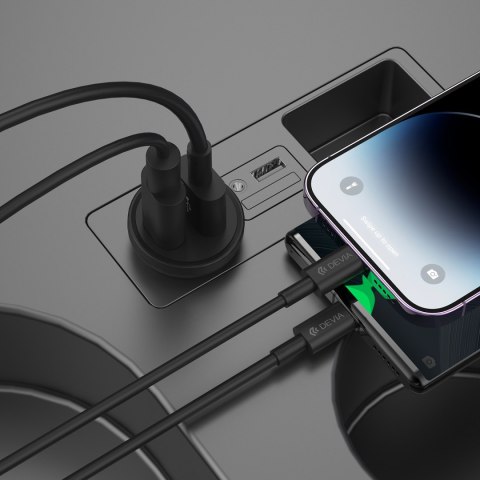 Devia ładowarka samochodowa Smart Mini PD QC 3.0 30W 1x USB 1x USB-C biała