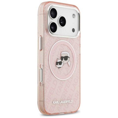 Karl Lagerfeld nakładka Magsafe IML glitter case metal camera frame and buttons Karl and Choupette heads on KL repeated logo do 
