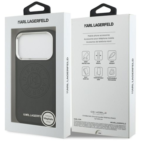 Karl Lagerfeld nakładka Magsafe PU case with Karl round point logo metal camera buttons and logo do iPhone 17 Pro czarna