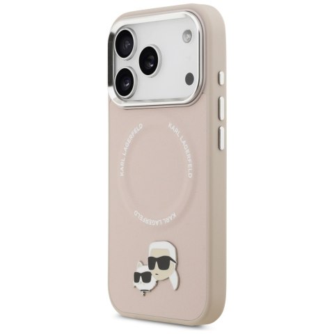 Karl Lagerfeld nakładka Magsafe PU case with Karl&Choupette heads pins logo and metal camera buttons do iPhone 17 Pro beżowa
