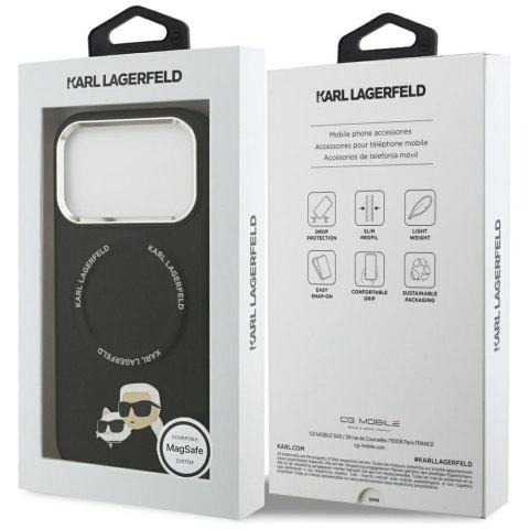 Karl Lagerfeld nakładka Magsafe PU case with Karl&Choupette heads pins logo and metal camera buttons do iPhone 17 Pro czarna