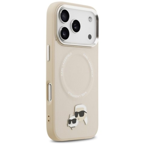 Karl Lagerfeld nakładka Magsafe PU case with Karl&Choupette heads pins logo and metal camera buttons do iPhone 17 Pro szara