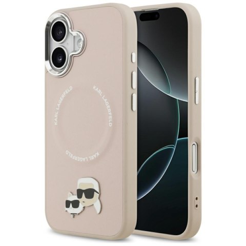 Karl Lagerfeld nakładka Magsafe PU case with Karl&Choupette heads pins logo and metal camera buttons do iPhone 17 beżowa