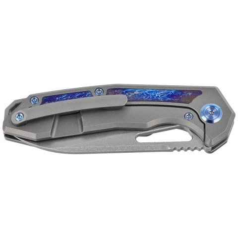 Nóż składany Kubey KB Knives Vagrant Gray Titanium/Timascus, Beadblasted CPM S35VN by Maksim Tkachuk (KB284H)