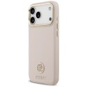 Guess nakładka do iPhone 17 Pro Max HC MAGSAFE PU W/ GRAINED PU STRASS LOGO różowa