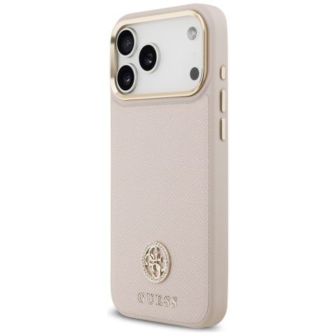 Guess nakładka do iPhone 17 Pro Max HC MAGSAFE PU W/ GRAINED PU STRASS LOGO różowa