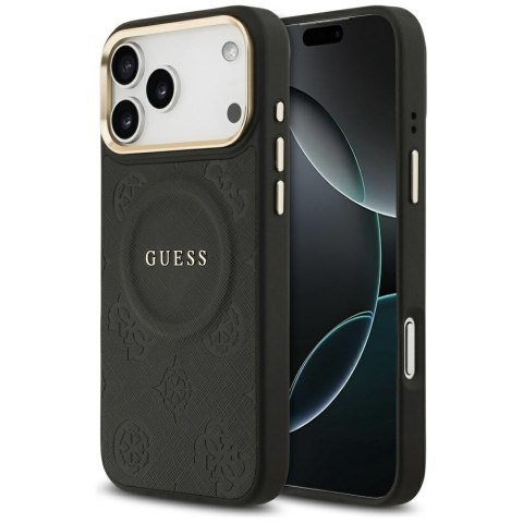 Guess nakładka do iPhone 17 Pro Max HC MAGSAFE PU W/ PEONY HOT STAMP czarna