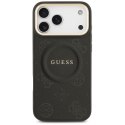 Guess nakładka do iPhone 17 Pro Max HC MAGSAFE PU W/ PEONY HOT STAMP czarna