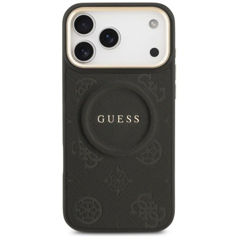 Guess nakładka do iPhone 17 Pro Max HC MAGSAFE PU W/ PEONY HOT STAMP czarna