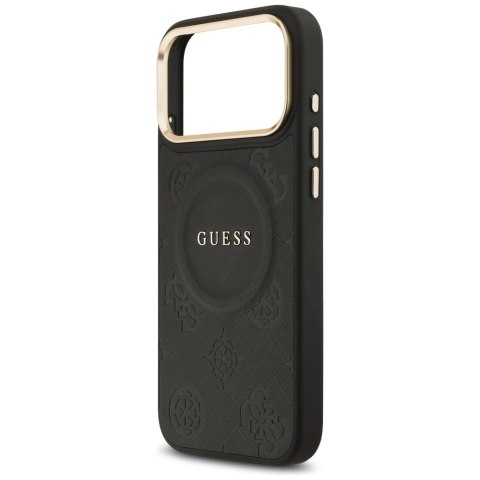 Guess nakładka do iPhone 17 Pro Max HC MAGSAFE PU W/ PEONY HOT STAMP czarna