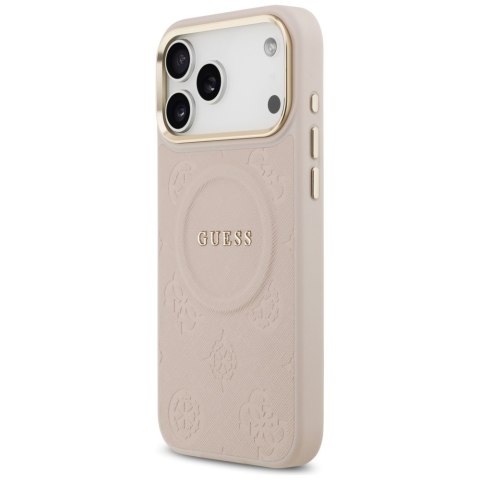 Guess nakładka do iPhone 17 Pro Max HC MAGSAFE PU W/ PEONY HOT STAMP różowa