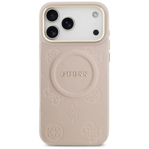 Guess nakładka do iPhone 17 Pro Max HC MAGSAFE PU W/ PEONY HOT STAMP różowa