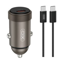 XO ładowarka samochodowa CC70 PD 30W 1x USB-C czarna + kabel USB-C - USB-C