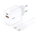 BWOO ładowarka sieciowa CDA182 QC 38W 1x USB-A + 1x USB-C 3,8A z kablem USB-C 1 m biała