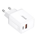 BWOO ładowarka sieciowa CDA182 QC 38W 1x USB-A + 1x USB-C z kablem USB-C-Lightning 1 m biała