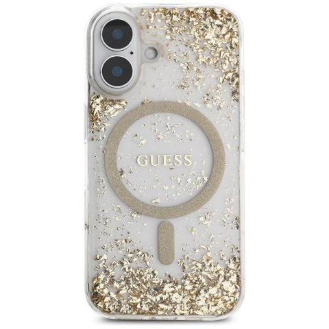Guess nakładka HC Resin Bottom Glitter do iPhone 16 MagSafe złota