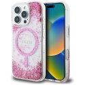 Guess nakładka HC Resin Bottom Glitter do iPhone 16 Pro MagSafe różowa