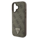 Guess nakładka Leather 4G Triangle Strass do iPhone 16 6,1" GUHCP16SP4TDPW brązowa MagSafe