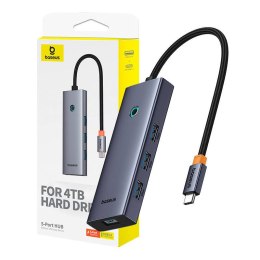 Hub 5w1 Baseus UltraJoy 5-Port (4xUSB 3.0, PD) Szary