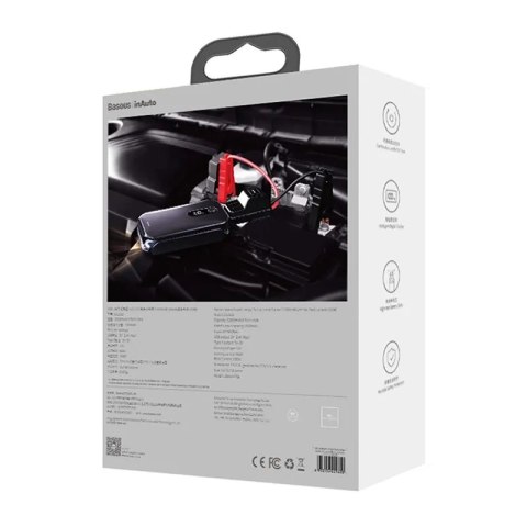 Powerbank / Rozrusznik Baseus Super Energy Car Jump Starter, 12000mAh, 1000A, USB (czarny)