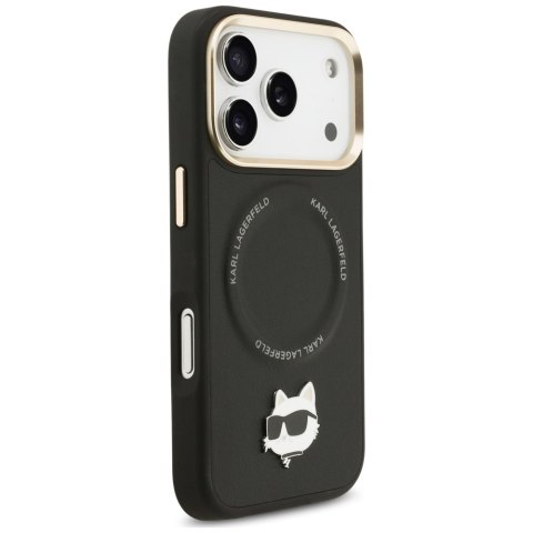 Karl Lagerfeld nakładka Big Strap Choupette Metal Logo MagSafe do iPhone 17 Pro czarna
