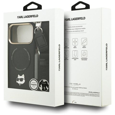 Karl Lagerfeld nakładka Big Strap Choupette Metal Logo MagSafe do iPhone 17 Pro czarna